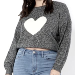 Gray marled crop sweater